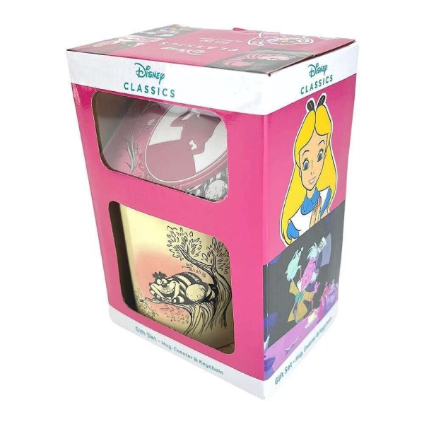 Vintage Alice in Wonderland beker, onderzetter en sleutelhangerset - Disney