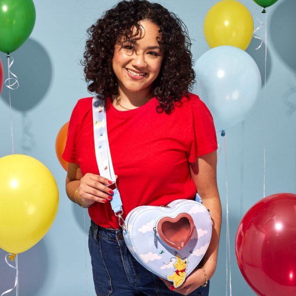 Hartvormige schoudertassen Winnie en zijn vrienden zweven met ballonnen - DISNEY LOUNGEFLY