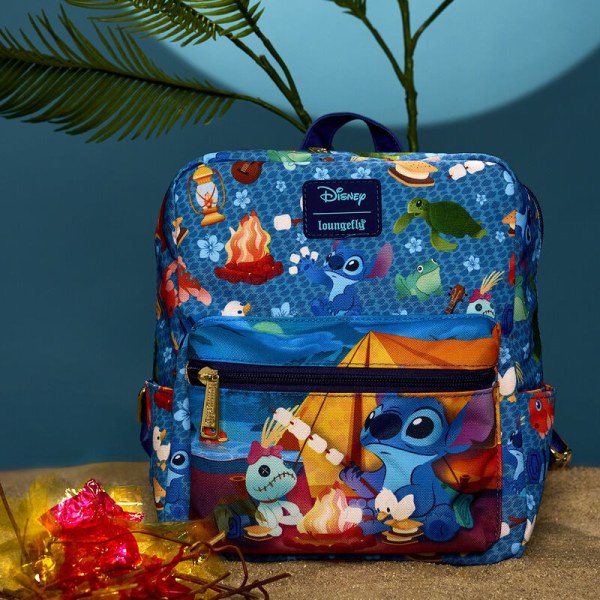 Stitch Camping Cuties Nylon Vierkante Mini Rugzak met all-over print - DISNEY LOUNGEFLY