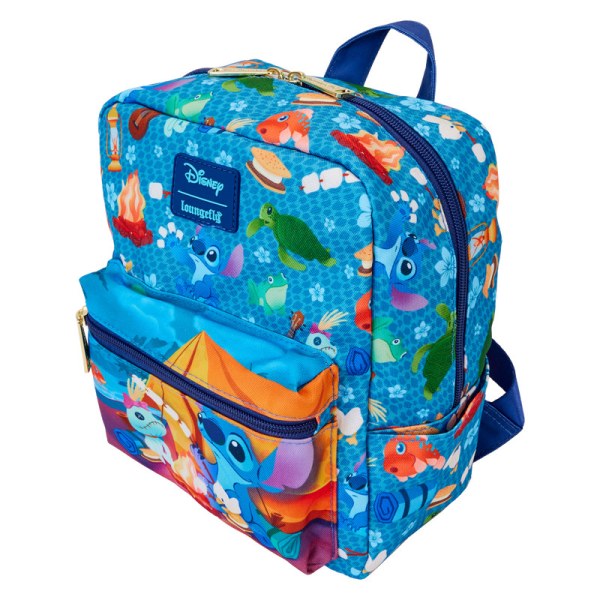 Stitch Camping Cuties Nylon Vierkante Mini Rugzak met all-over print - DISNEY LOUNGEFLY