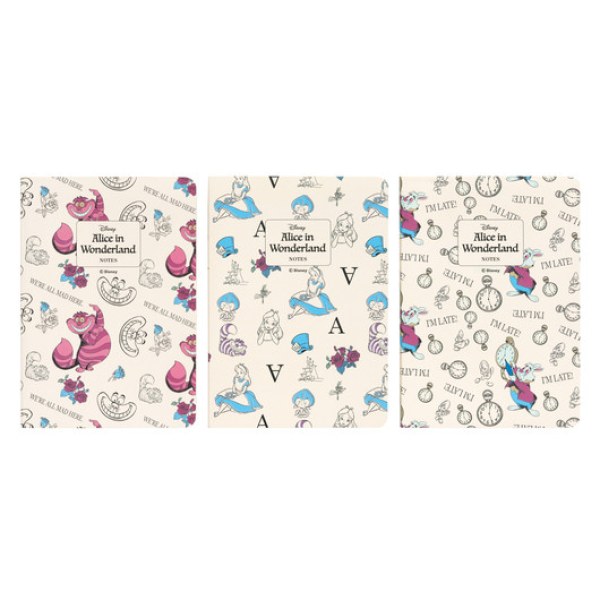 PAK 3 A6 NOTITIEBOEKJES - DISNEY ALICE IN WONDERLAND