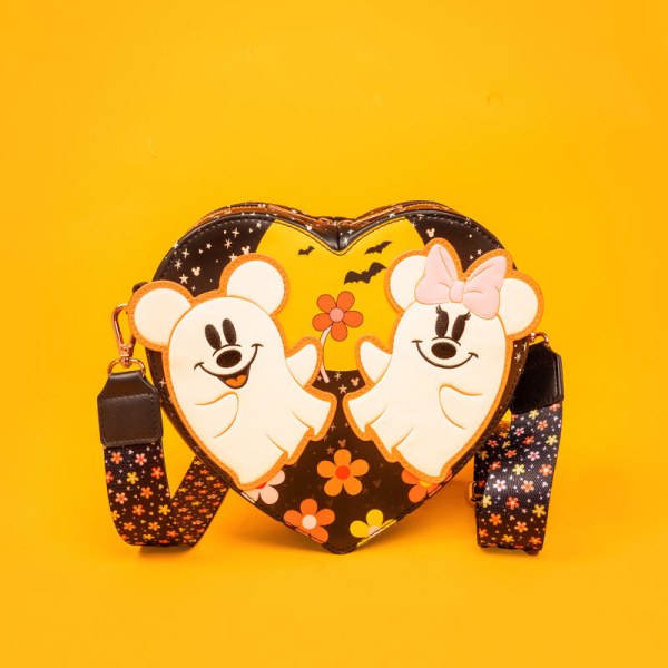 Mickey & Minnie Floral Ghost Figuur Hart Glow Schoudedtas - DISNEY LOUNGEFLY