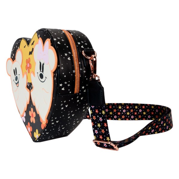 Mickey & Minnie Floral Ghost Figuur Hart Glow Schoudedtas - DISNEY LOUNGEFLY