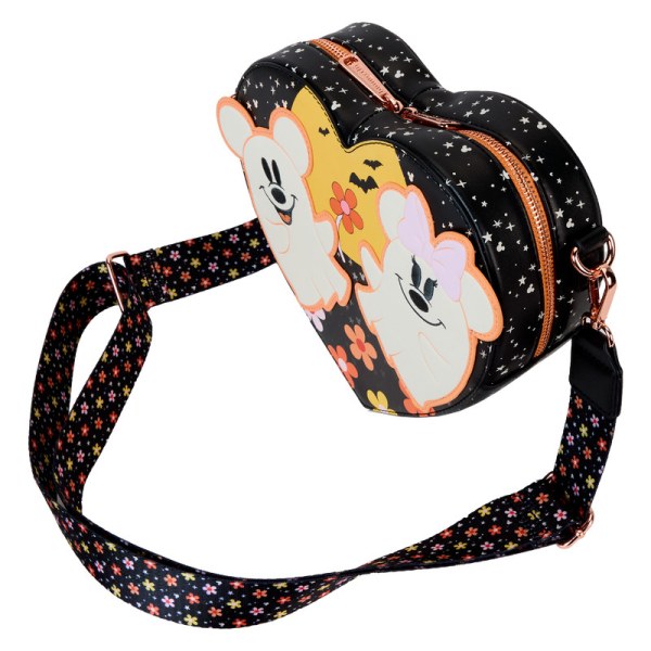 Mickey & Minnie Floral Ghost Figuur Hart Glow Schoudedtas - DISNEY LOUNGEFLY