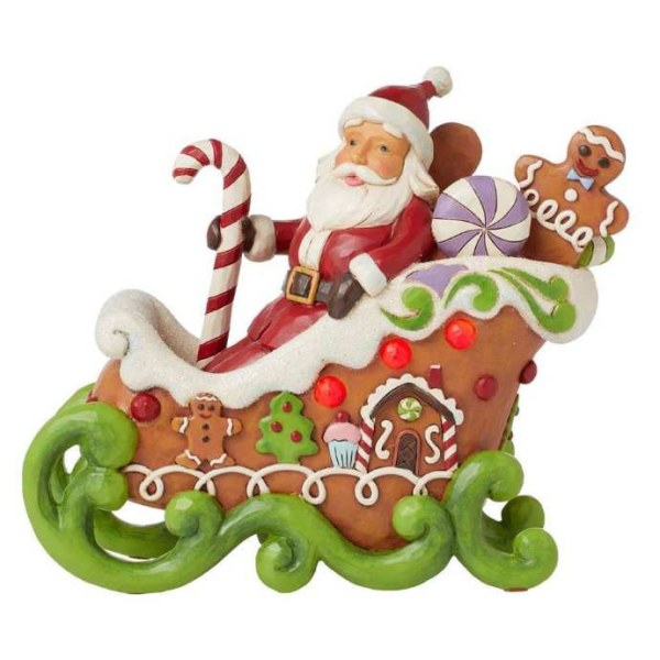 Kerstman Slee Lichtgevend Peperkoek Figuur - JIM SHORE HEARTWOOD CREEK