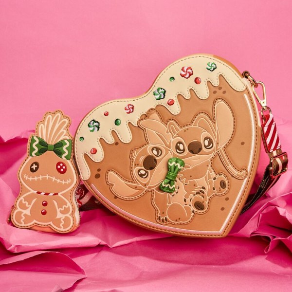 Stitch geurende Angel & Stitch peperkoek hart Schoudedtas met muntzakje - DISNEY LOUNGEFLY