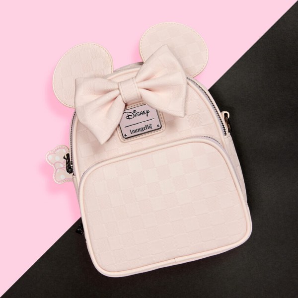Minnie Muis geruite textuur converteerbare mini rugzak & schoudertas - DISNEY LOUNGEFLY