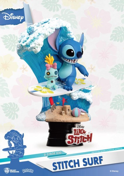 Disney Summer Series PVC diorama D-Stage Stitch Surf 15 cm
