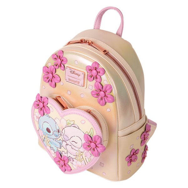 Stitch & Angel Cherry Blossom Heart Mini Rugzak - DISNEY LOUNGEFLY