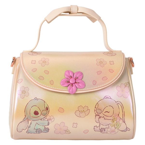 Stitch & Angel Cherry Blossom Schoudedtas met strik - DISNEY LOUNGEFLY