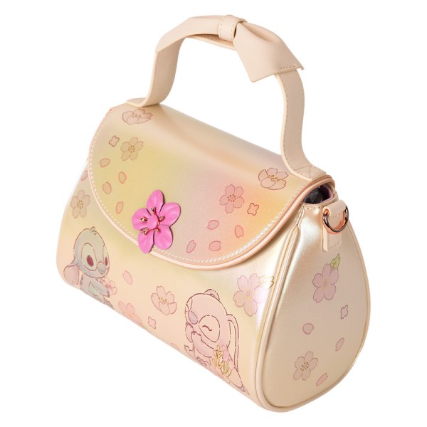 Stitch & Angel Cherry Blossom Schoudedtas met strik - DISNEY LOUNGEFLY
