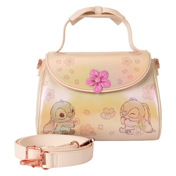 Stitch & Angel Cherry Blossom Schoudedtas met strik - DISNEY LOUNGEFLY