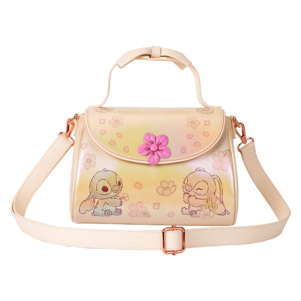 Stitch & Angel Cherry Blossom Schoudedtas met strik - DISNEY LOUNGEFLY