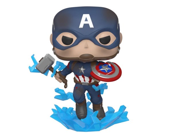 Avengers: Endgame POP! 573 Movies Vinyl beeldje Captain America met gebroken schild en Mjölnir 9 cm