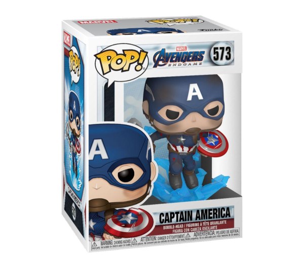 Avengers: Endgame POP! 573 Movies Vinyl beeldje Captain America met gebroken schild en Mjölnir 9 cm