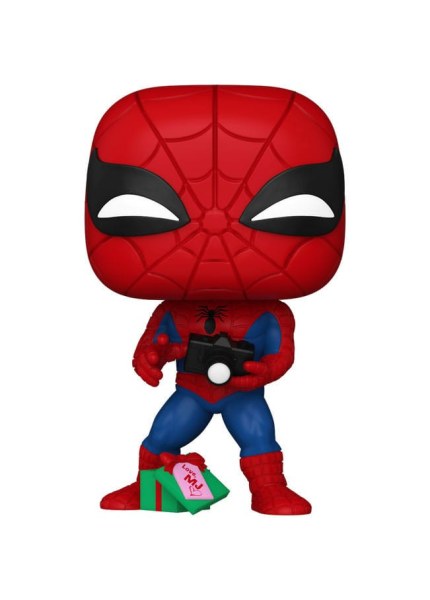 Marvel POP! 1441 Vinyl beeldje Holiday Spiderman met open geschenk 9 cm