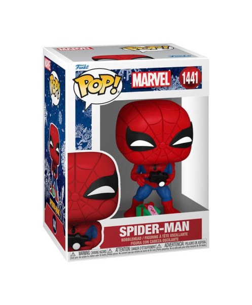 Marvel POP! 1441 Vinyl beeldje Holiday Spiderman met open geschenk 9 cm