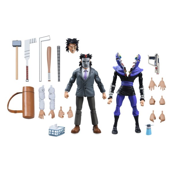 Ninja Turtles (Cartoon) pakket 2 beeldjes Business Suit Casey Jones & Split Foot Soldier 18 cm