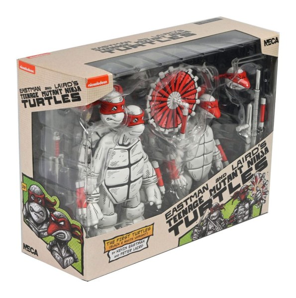 Ninja Turtles (Mirage Comics) pakket van 2 zwart-witte First Turtles-beeldjes 18 cm