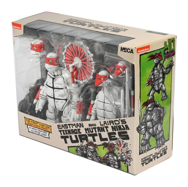 Ninja Turtles (Mirage Comics) pakket van 2 zwart-witte First Turtles-beeldjes 18 cm