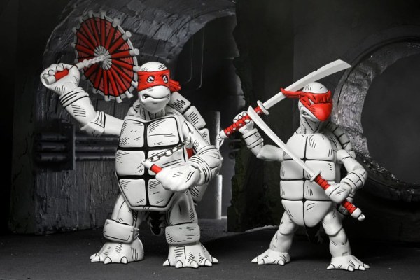 Ninja Turtles (Mirage Comics) pakket van 2 zwart-witte First Turtles-beeldjes 18 cm