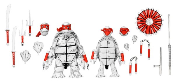 Ninja Turtles (Mirage Comics) pakket van 2 zwart-witte First Turtles-beeldjes 18 cm