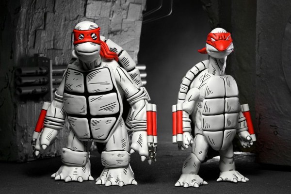 Ninja Turtles (Mirage Comics) pakket van 2 zwart-witte First Turtles-beeldjes 18 cm
