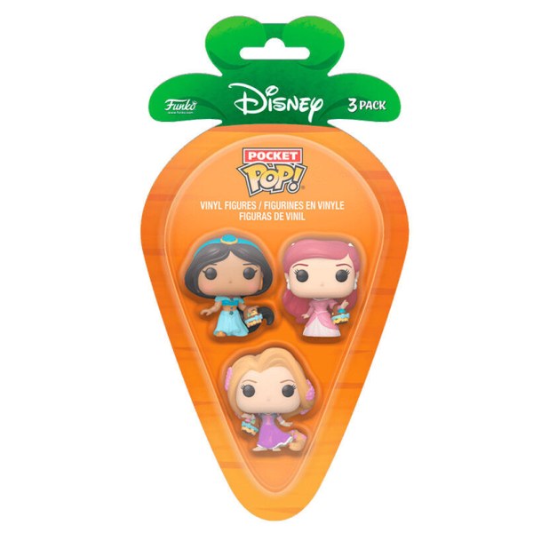Carrot Pocket POP blister 3 figuren Disney Prinses Rapunzel Ariel Jasmin pasen