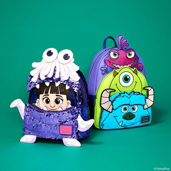 MONSTERS INC RUGZAK MET DRIE ZAKKEN - DISNEY-PIXAR LOUNGEFLY