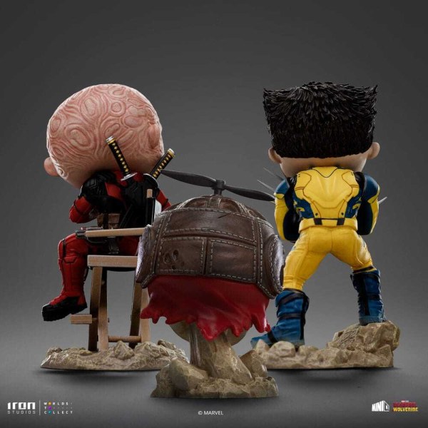 Deadpool en Wolverine beeldje Mini Co. PVC Deadpool en Wolverine set Unmasked 14 cm