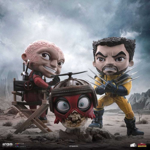 Deadpool en Wolverine beeldje Mini Co. PVC Deadpool en Wolverine set Unmasked 14 cm