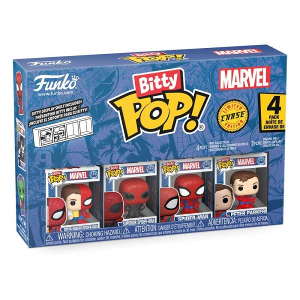Spider-Man-pakket met 4 Bitty POP-beeldjes! Vinyl Serie 4 2 cm