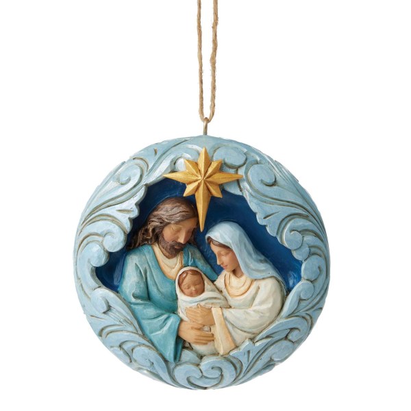 BLAUW EN GOUDEN HEILIGE FAMILIE-ORNEMENT - HEARTWOOD CREEK