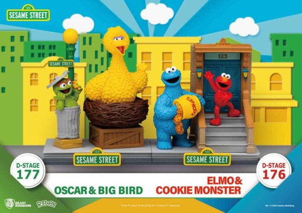 Sesamstraat D-Stage PVC-beeldje Oscar & Big Bird 12 cm