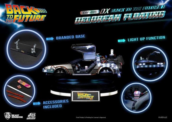 Back to the Future-beeldje Ei-aanval Zwevend Back to the Future II DeLorean Deluxe versie heo EU-exclusief 20 cm