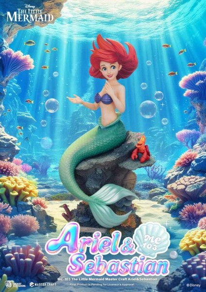 De Kleine Meermin Master Craft Ariel & Sebastian beeldje 42 cm - DISNEY MASTERCRAFT