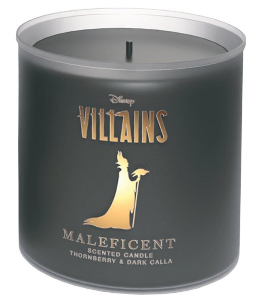 Disney Maleficent glazen kaars met doornbes- en donkere calla-geur.