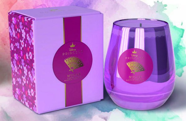 Disney Mulan glazen kaars met magnolia's en lotusbloemen