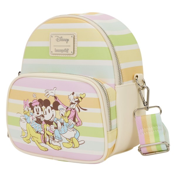 MICKEY EN VRIENDEN REGENBOOGSTREEPJES CONVERTIBLE MINI RUGZAK & SCHOUDEDTAS- DISNEY LOUNGEFLY