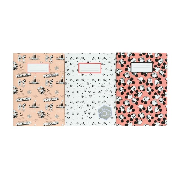 PAK VAN 3 A5 MICKEY MUIS NOTITIEBOEKEN 100-JARIG JUBILEUM - DISNEY