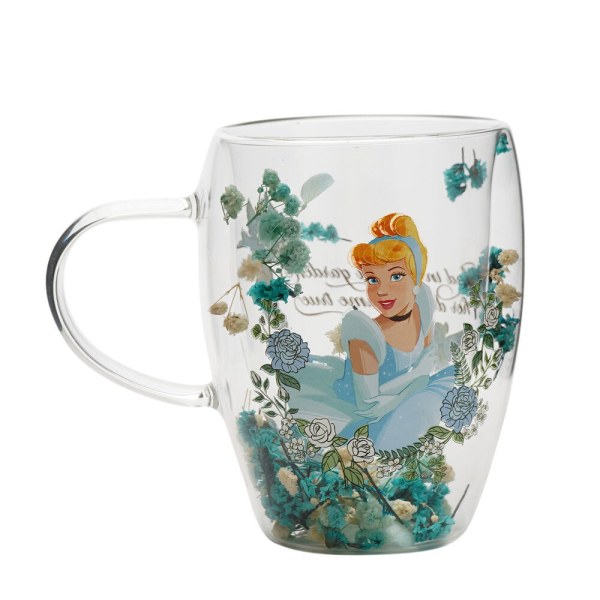Disney Princess Assepoester glazen beker met bloemenmotief
