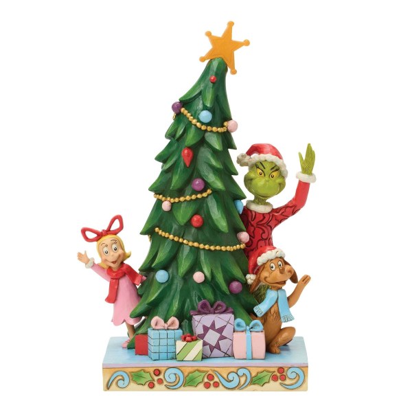 Grinch, Cindy en Max die vanuit een boom naar buiten gluren - JIM SHORE GRINCH