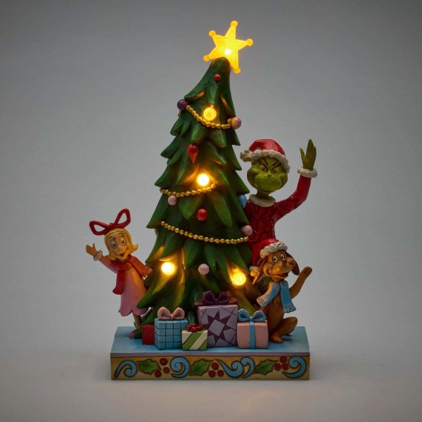 Grinch, Cindy en Max die vanuit een boom naar buiten gluren - JIM SHORE GRINCH