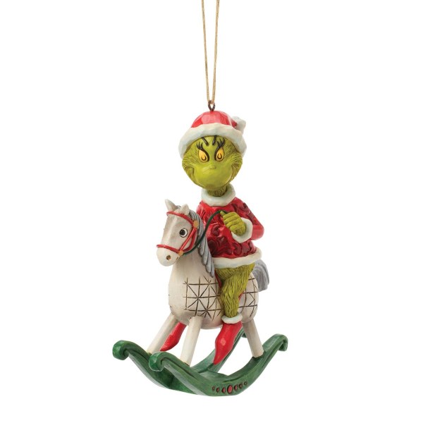 Hangend ornament met de Grinch op een hobbelpaard - JIM SHORE GRINCH