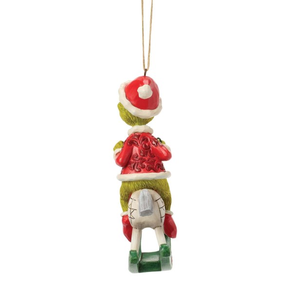 Hangend ornament met de Grinch op een hobbelpaard - JIM SHORE GRINCH