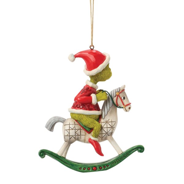 Hangend ornament met de Grinch op een hobbelpaard - JIM SHORE GRINCH