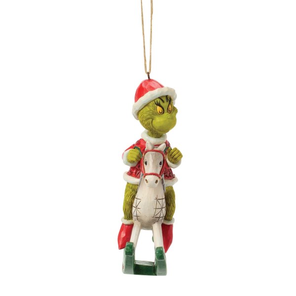 Hangend ornament met de Grinch op een hobbelpaard - JIM SHORE GRINCH