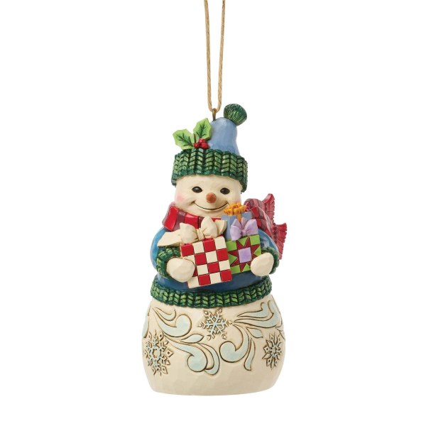 Sneeuwpop met cadeautjes als hangend ornament - Heartwood Creek