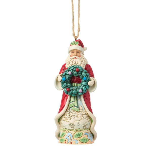 Kerstman met hangende krans als versiering - Heartwood Creek