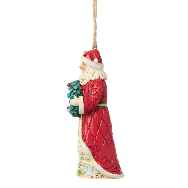 Kerstman met hangende krans als versiering - Heartwood Creek